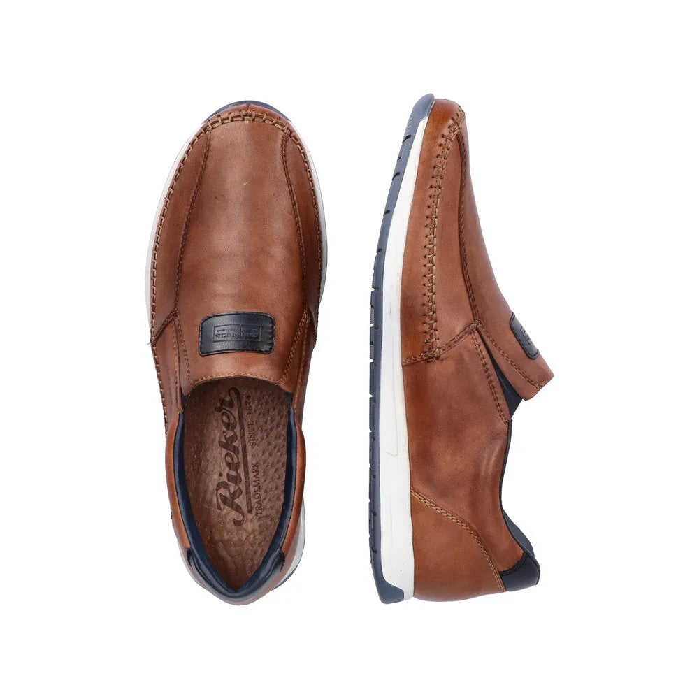Rieker 11962-25 Titus Mens Brown Leather Slip On Loafers-elevate your sole