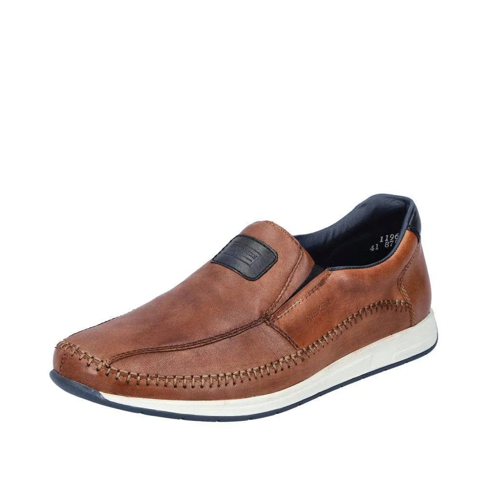 Rieker 11962-25 Titus Mens Brown Leather Slip On Loafers-elevate your sole