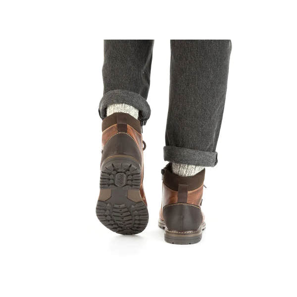 Rieker 13740-24 Mens Brown Leather Water Resistant Zip & Lace Ankle Boots-elevate your sole