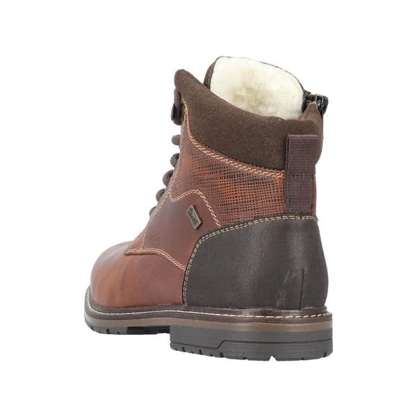 Rieker 13740-24 Mens Brown Leather Water Resistant Zip & Lace Ankle Boots-elevate your sole