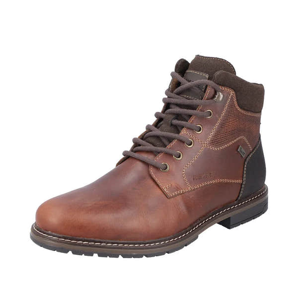 Rieker 13740-24 Mens Brown Leather Water Resistant Zip & Lace Ankle Boots-elevate your sole