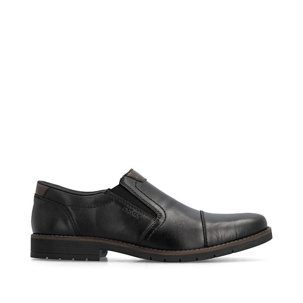 Rieker 13950-00 Mens Wide Black Leather Elasticated Shoes