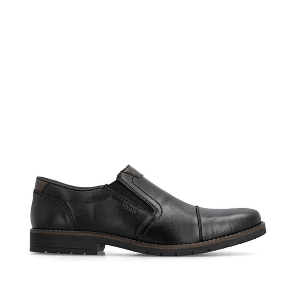 Rieker 13950-00 Mens Wide Black Leather Elasticated Shoes