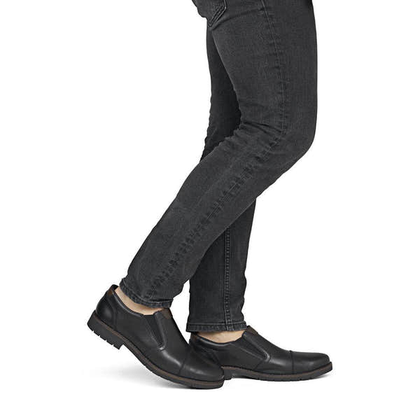 Rieker 13950-00 Mens Wide Black Leather Elasticated Shoes