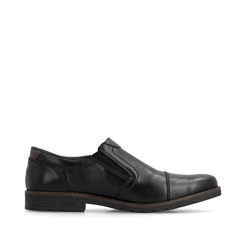Rieker 13950-00 Mens Wide Black Leather Elasticated Shoes