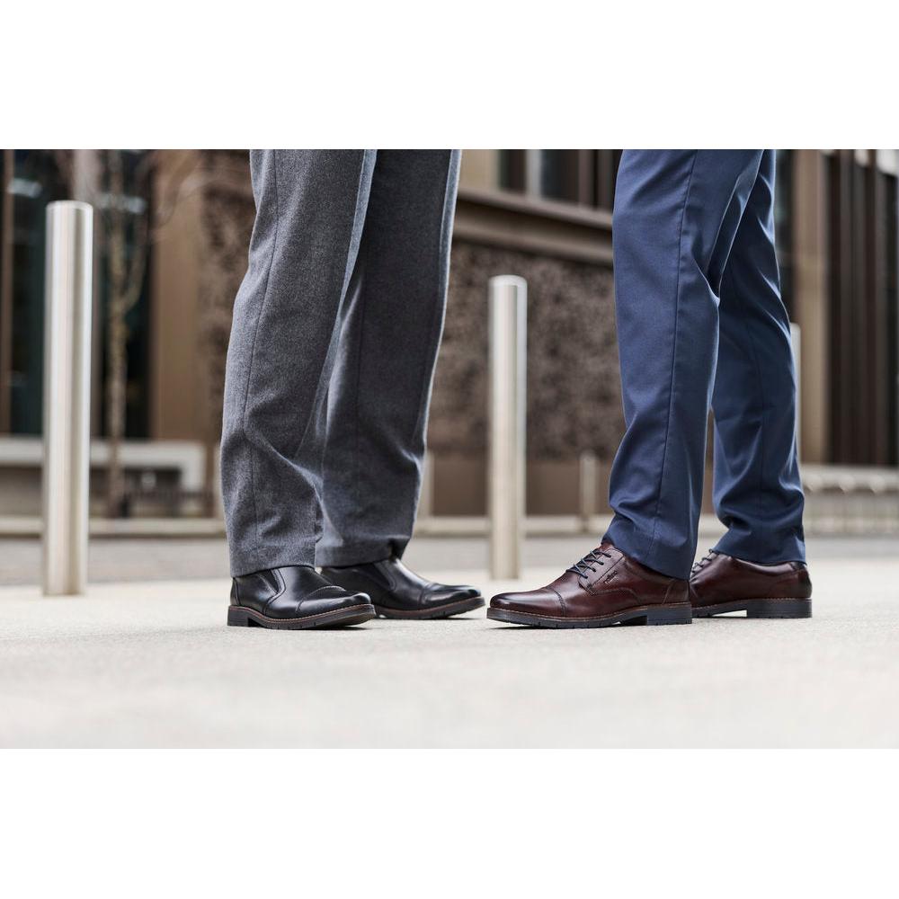 Rieker 13950-00 Mens Wide Black Leather Elasticated Shoes