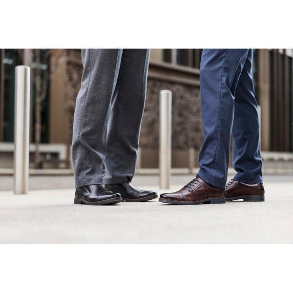Rieker 13950-00 Mens Wide Black Leather Elasticated Shoes