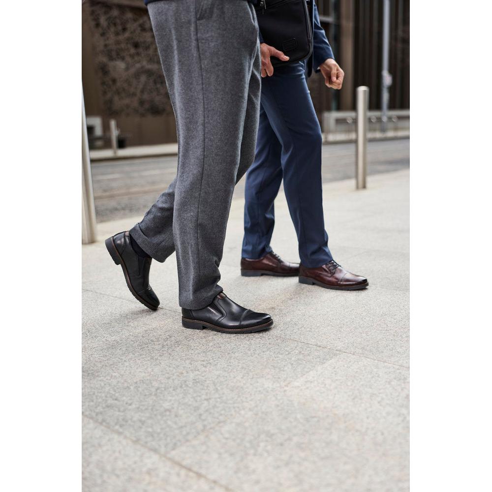 Rieker 13950-00 Mens Wide Black Leather Elasticated Shoes