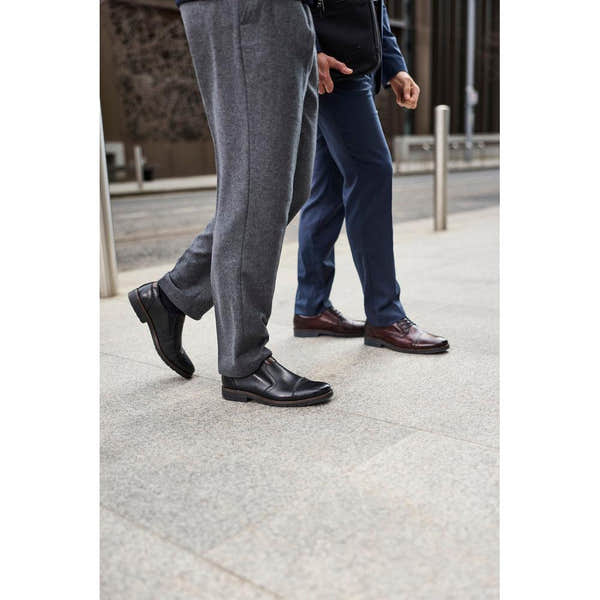 Rieker 13950-00 Mens Wide Black Leather Elasticated Shoes