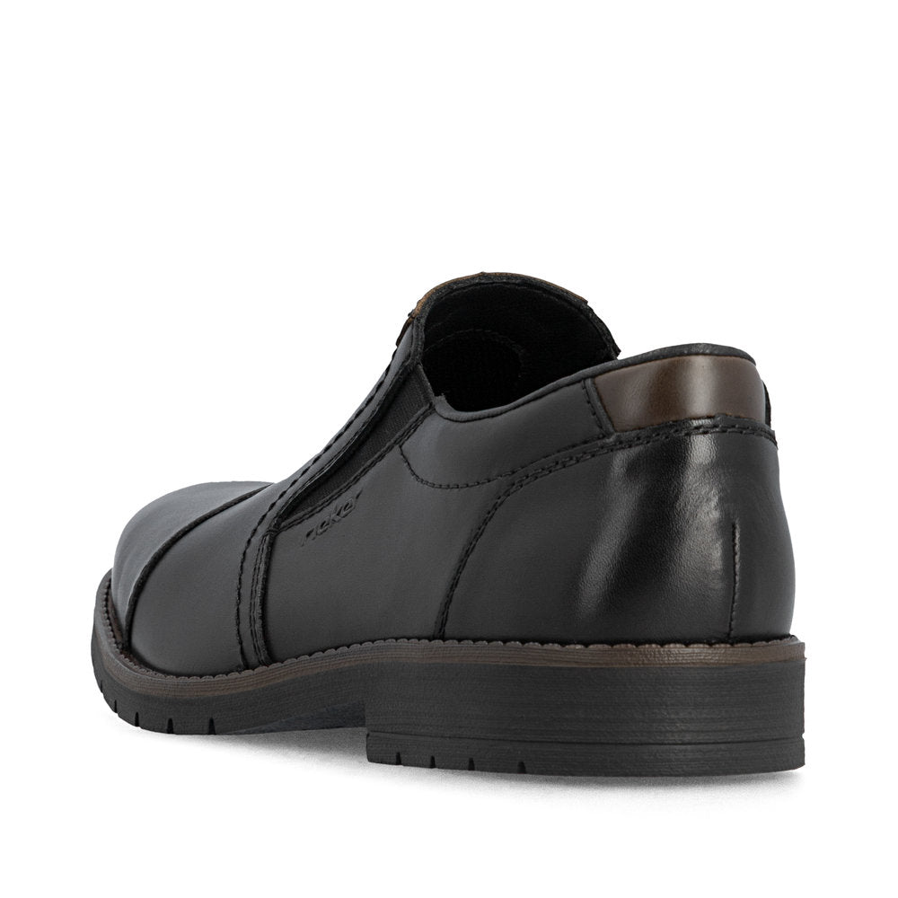Rieker 13950-00 Mens Wide Black Leather Elasticated Shoes