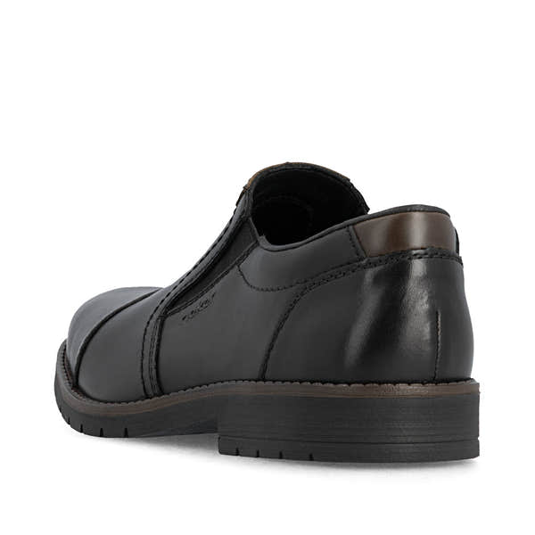 Rieker 13950-00 Mens Wide Black Leather Elasticated Shoes