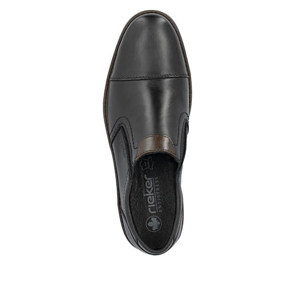 Rieker 13950-00 Mens Wide Black Leather Elasticated Shoes