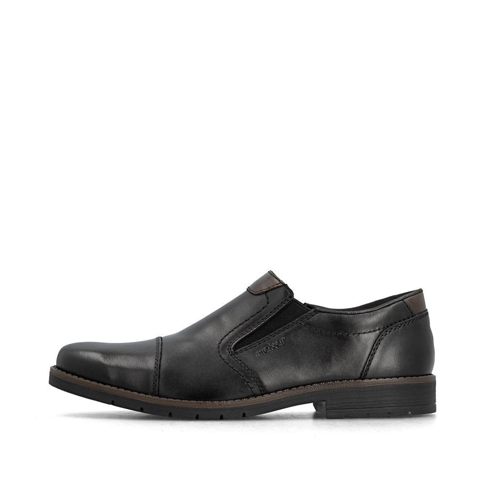 Rieker 13950-00 Mens Wide Black Leather Elasticated Shoes