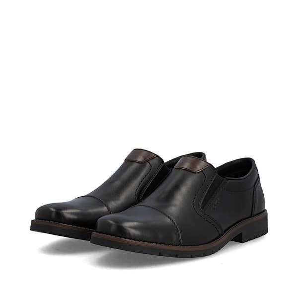 Rieker 13950-00 Mens Wide Black Leather Elasticated Shoes