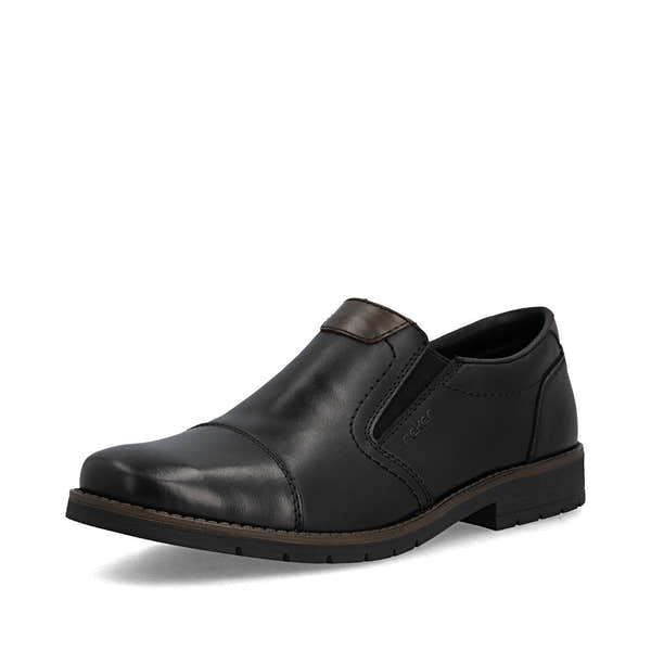 Rieker 13950-00 Mens Wide Black Leather Elasticated Shoes