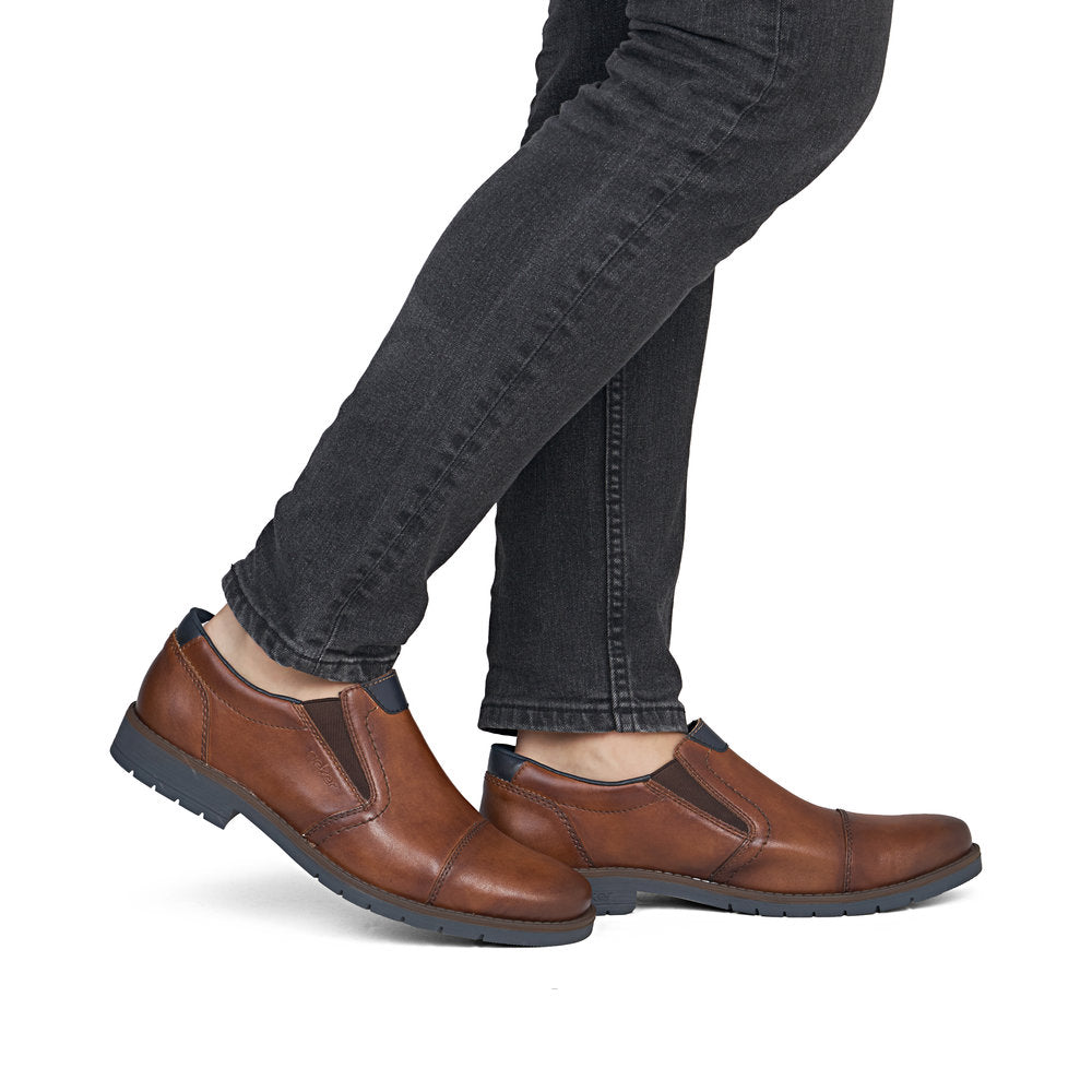 Rieker 13950-24 Mens Wide Brown Leather Elasticated Shoes