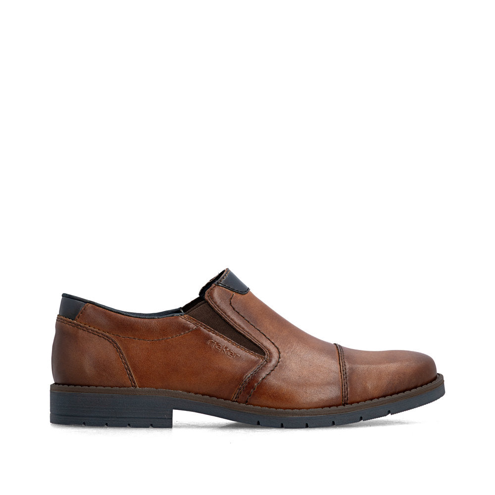 Rieker 13950-24 Mens Wide Brown Leather Elasticated Shoes