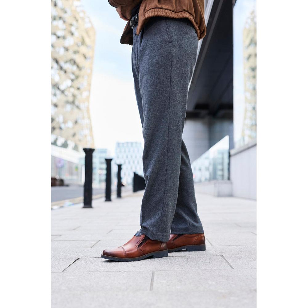 Rieker 13950-24 Mens Wide Brown Leather Elasticated Shoes