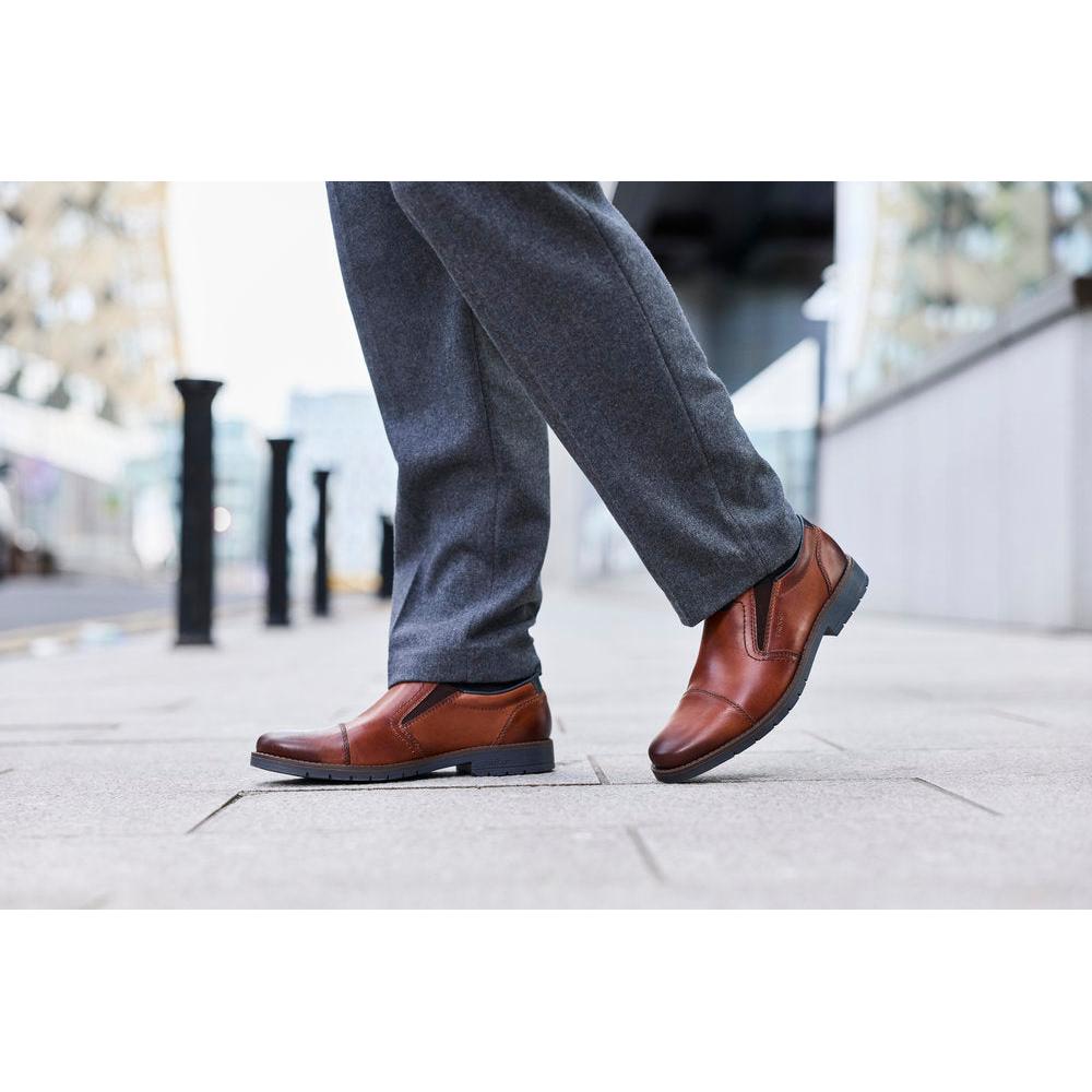Rieker 13950-24 Mens Wide Brown Leather Elasticated Shoes