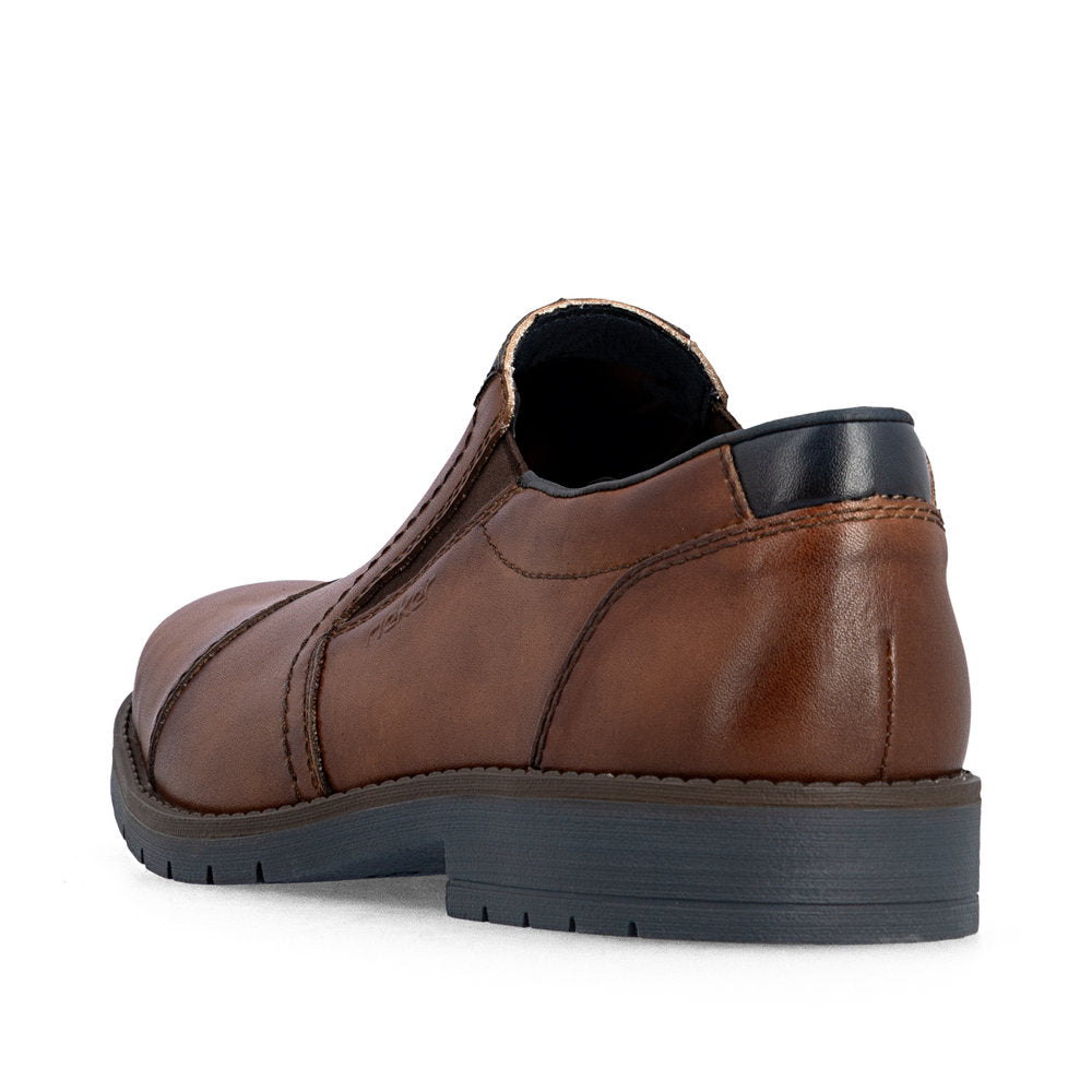Rieker 13950-24 Mens Wide Brown Leather Elasticated Shoes