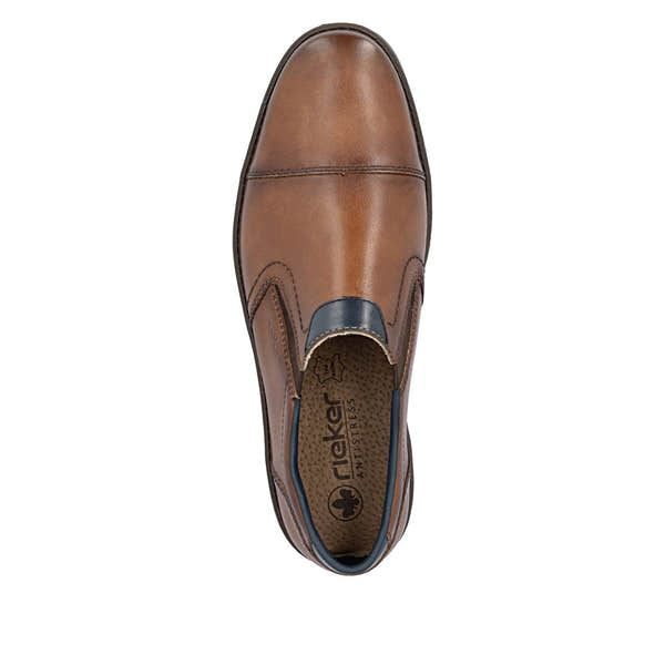 Rieker 13950-24 Mens Wide Brown Leather Elasticated Shoes