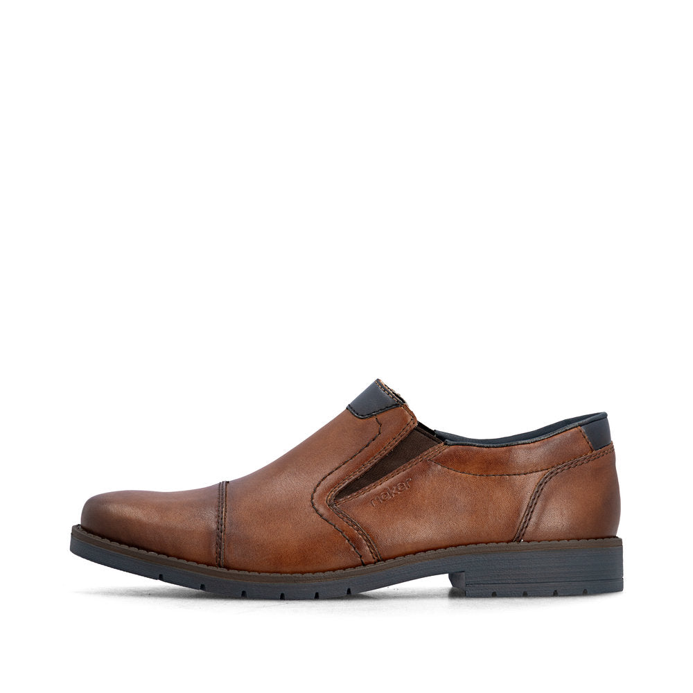Rieker 13950-24 Mens Wide Brown Leather Elasticated Shoes