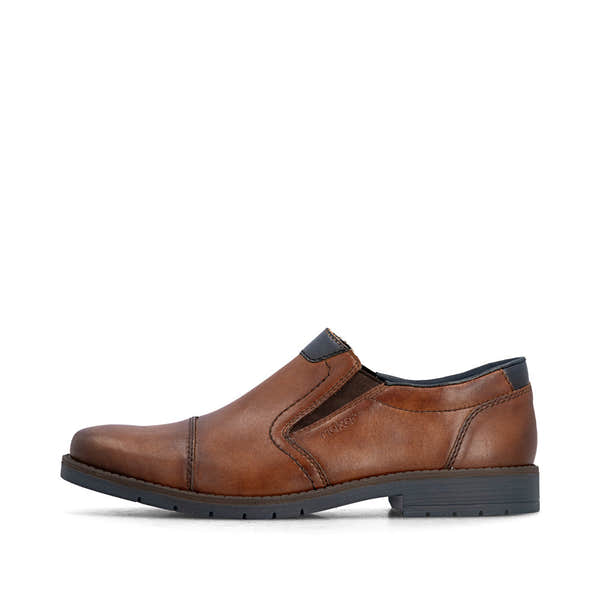 Rieker 13950-24 Mens Wide Brown Leather Elasticated Shoes