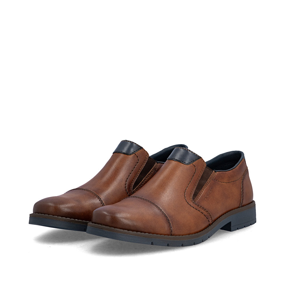 Rieker 13950-24 Mens Wide Brown Leather Elasticated Shoes