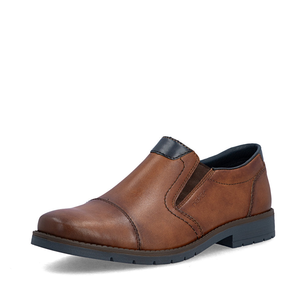 Rieker 13950-24 Mens Wide Brown Leather Elasticated Shoes