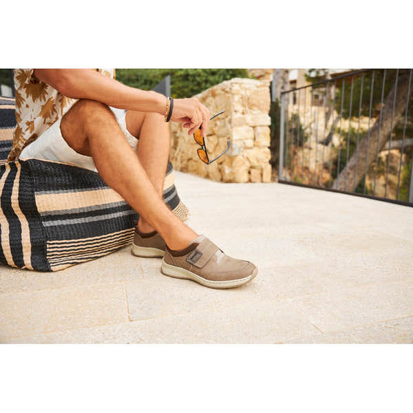 Rieker 14360-25 Mens Taupe Leather & Textile Touch Fastening Shoes-elevate your sole
