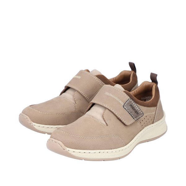 Rieker 14360-25 Mens Taupe Leather & Textile Touch Fastening Shoes-elevate your sole