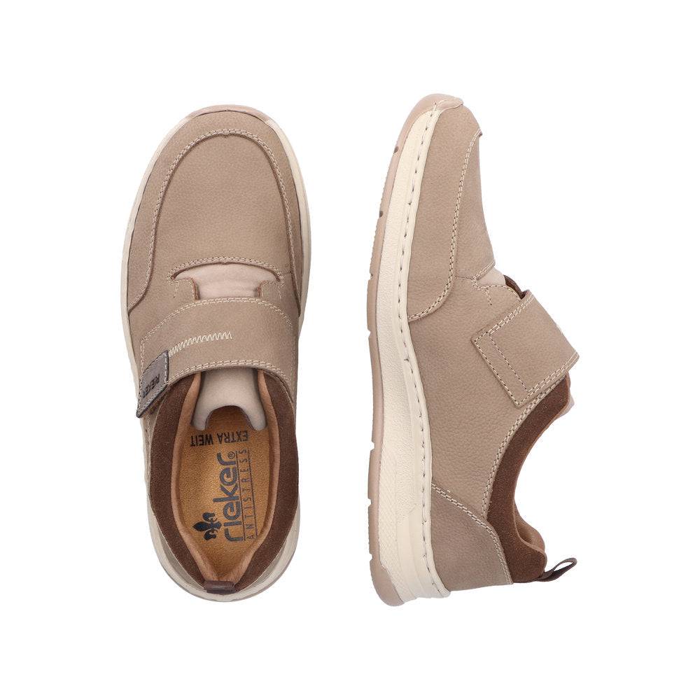 Rieker 14360-25 Mens Taupe Leather & Textile Touch Fastening Shoes-elevate your sole