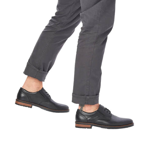 Rieker 14621-00 Mens Black Leather Lace Up Shoes-elevate your sole