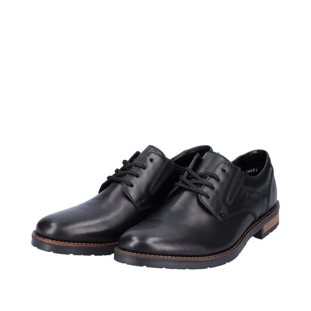 Rieker 14621-00 Mens Black Leather Lace Up Shoes-elevate your sole