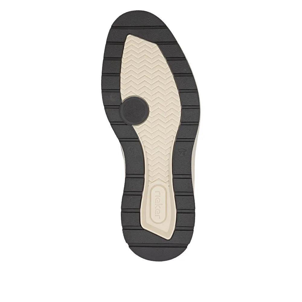 Rieker 14706-24 men's brown leather shoes with zip and lace closure, anti-slip sole, stylish and durable design.