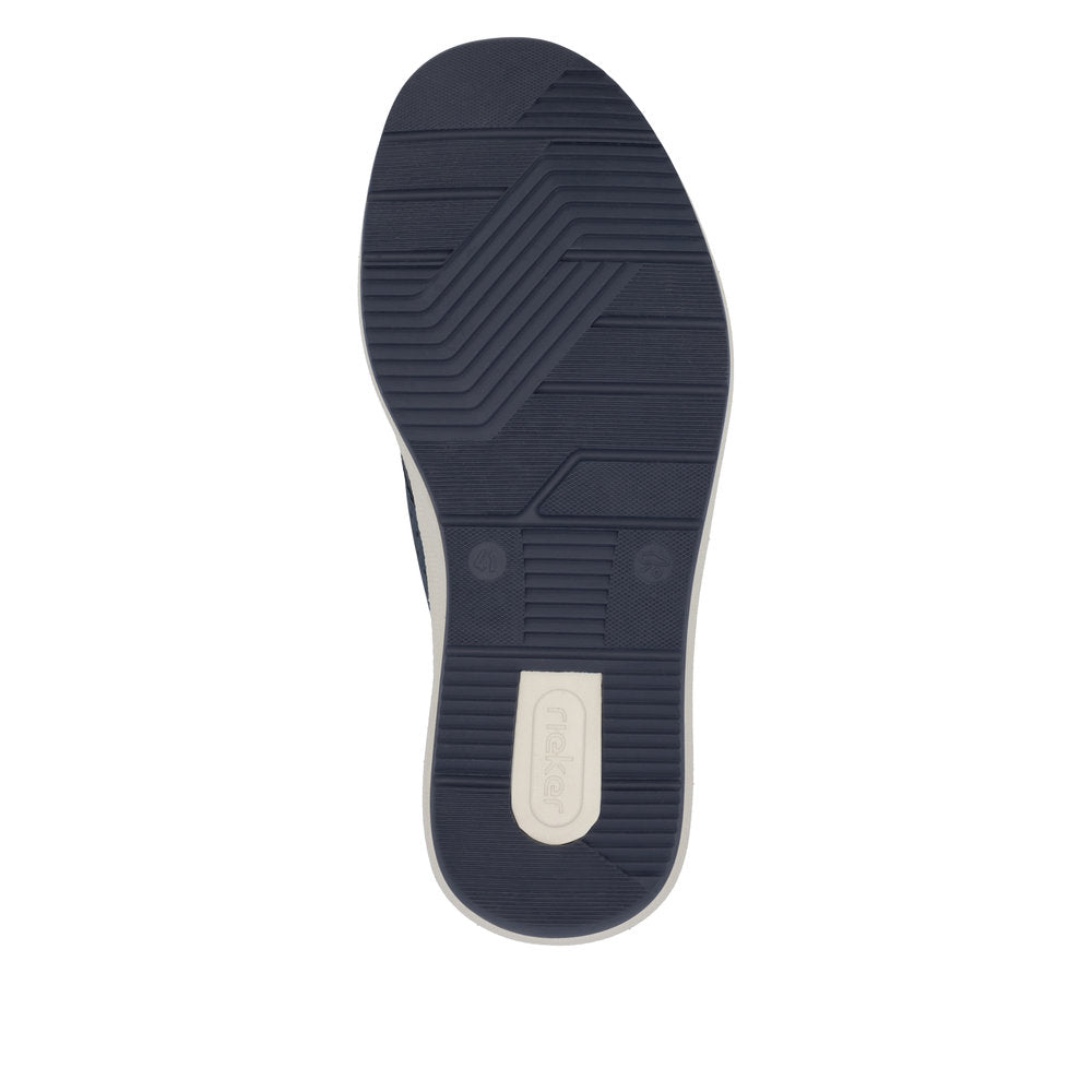 Rieker 16952-14 men's navy wide slip-on shoes, rubber sole, comfortable casual footwear for men.