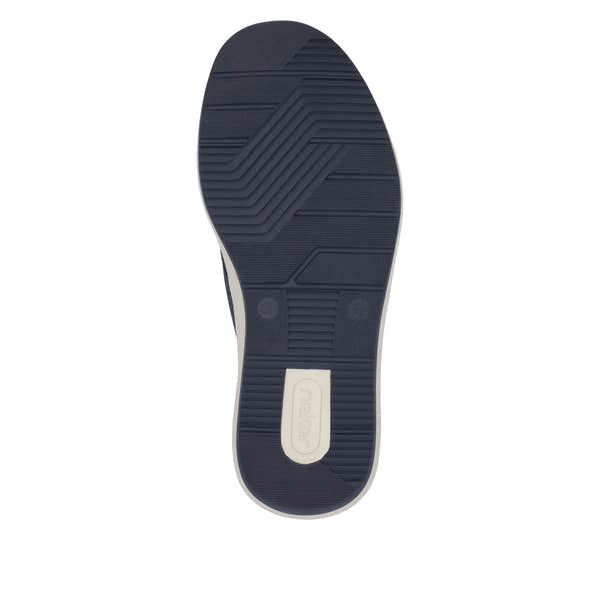 Rieker 16952-14 men's navy wide slip-on shoes, rubber sole, comfortable casual footwear for men.