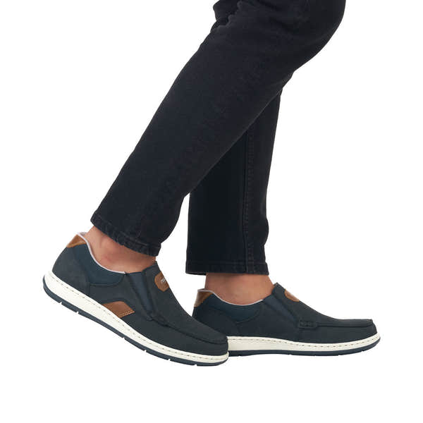 Rieker 17368-14 Randall Mens Navy Blue Leather Slip On Loafers-elevate your sole