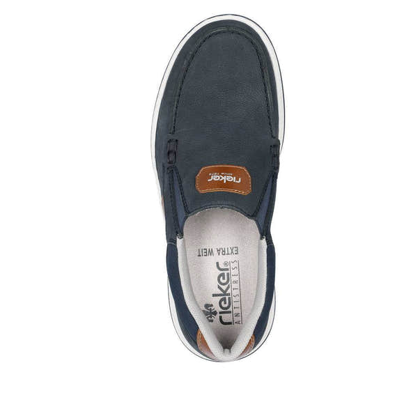Rieker 17368-14 Randall Mens Navy Blue Leather Slip On Loafers-elevate your sole