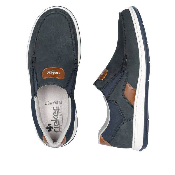 Rieker 17368-14 Randall Mens Navy Blue Leather Slip On Loafers-elevate your sole