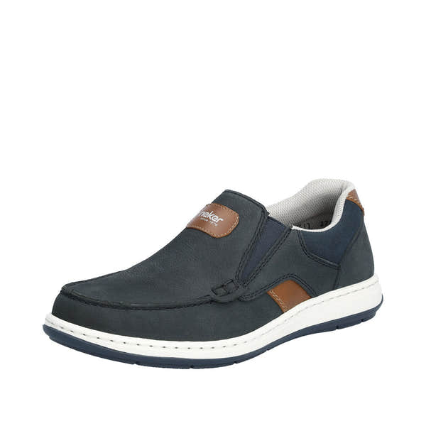 Rieker 17368-14 Randall Mens Navy Blue Leather Slip On Loafers-elevate your sole