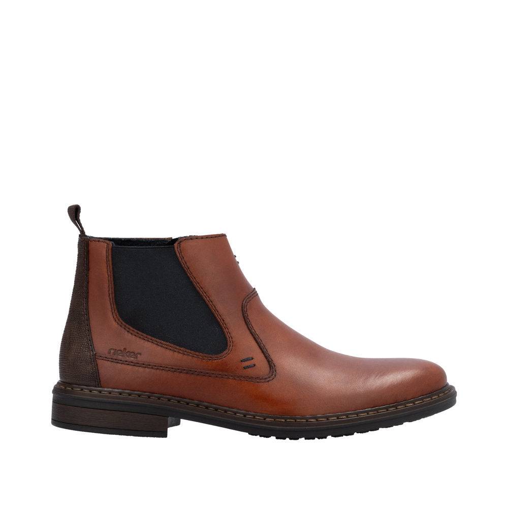 Rieker 17654-22 Mens Wide Toffee Leather Side Zip Ankle Boots-elevate your sole