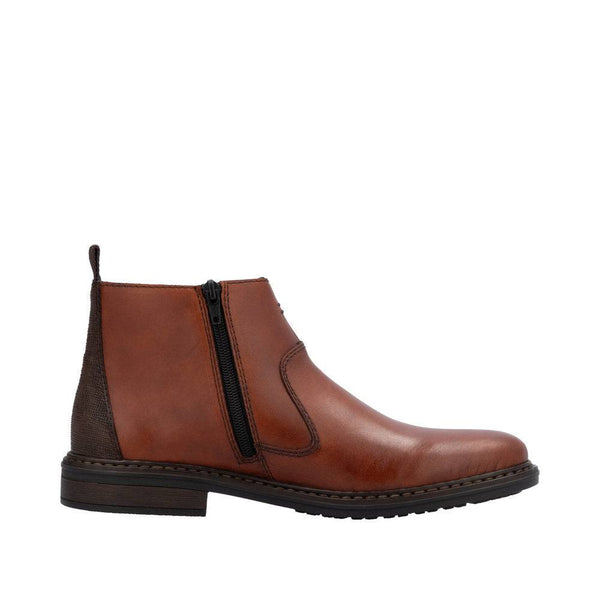 Rieker 17654-22 Mens Wide Toffee Leather Side Zip Ankle Boots-elevate your sole