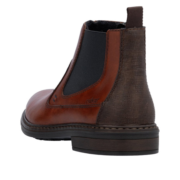 Rieker 17654-22 Mens Wide Toffee Leather Side Zip Ankle Boots-elevate your sole