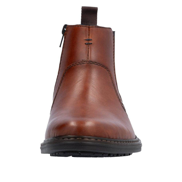 Rieker 17654-22 Mens Wide Toffee Leather Side Zip Ankle Boots-elevate your sole