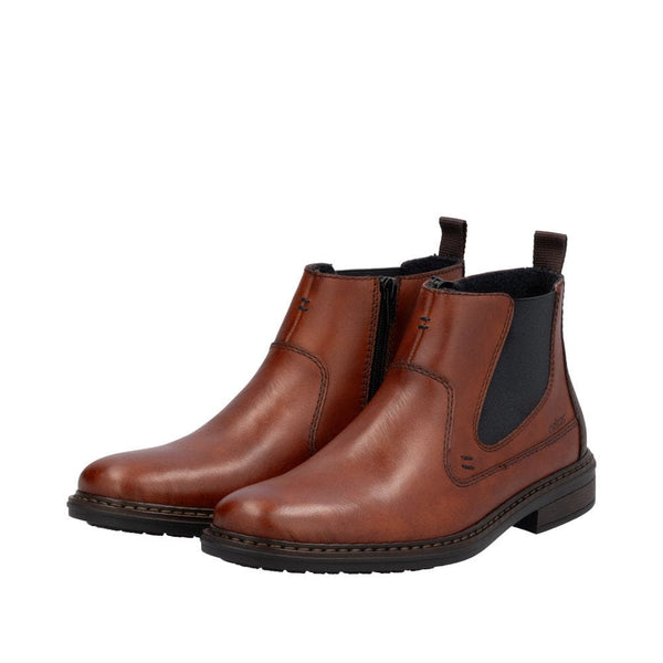 Rieker 17654-22 Mens Wide Toffee Leather Side Zip Ankle Boots-elevate your sole