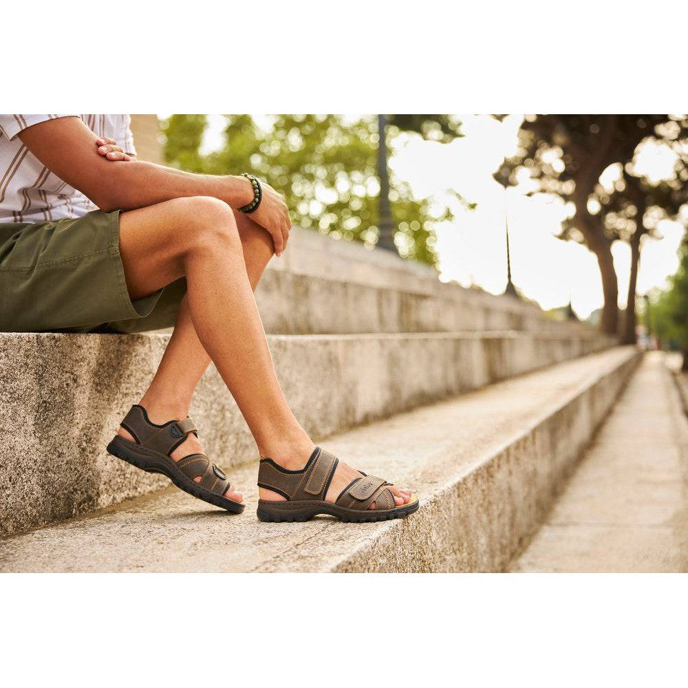 Rieker 25051-27 Mens Wide Brown Strap Sandals-elevate your sole