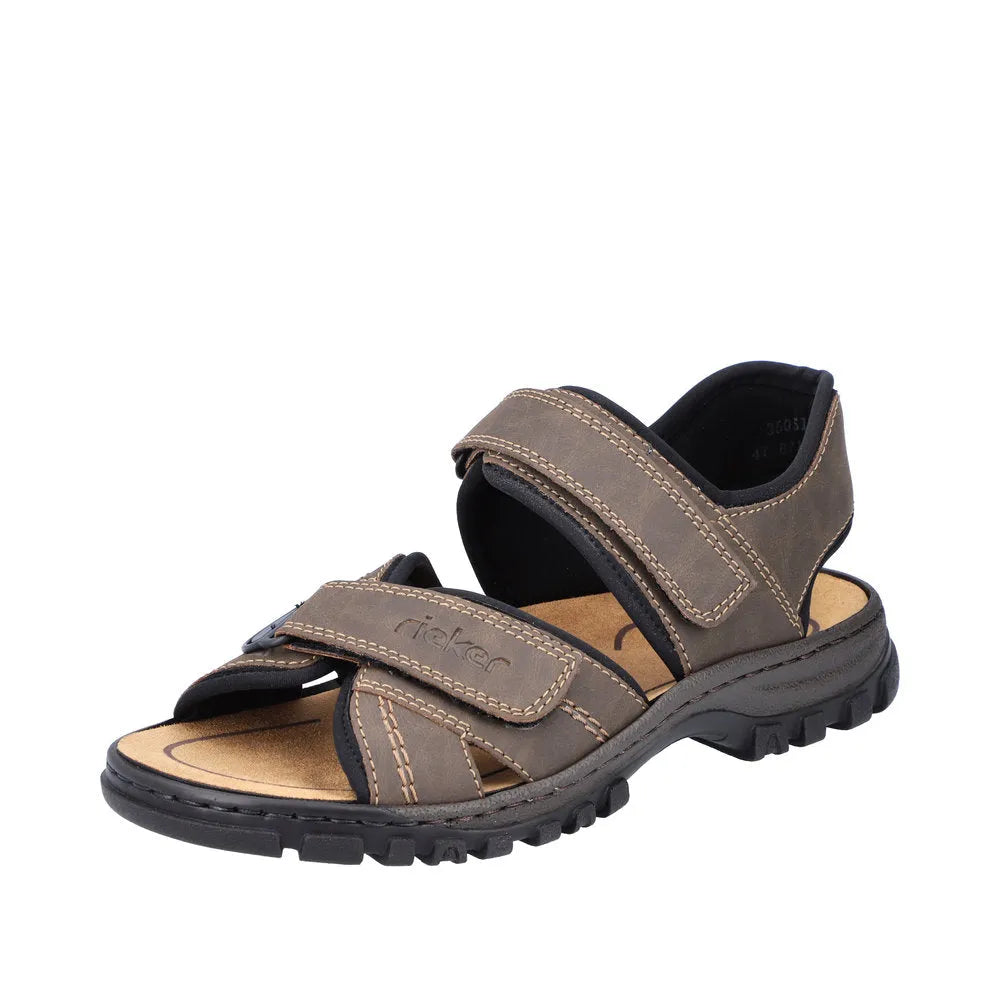 Rieker 25051-27 Mens Wide Brown Strap Sandals - elevate your sole