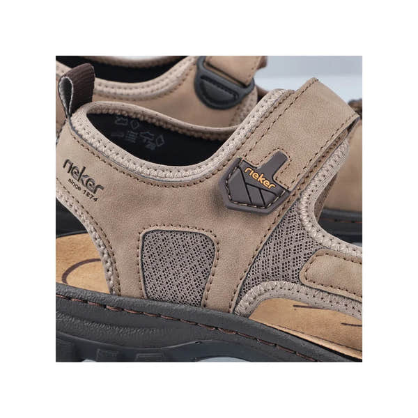 Rieker Men's Wide Stone Touch Fastening Sandals with cushioned insole and adjustable strap for comfort.
