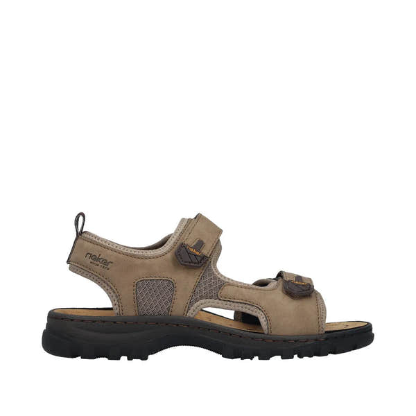 Rieker 25055-64 men's wide fit stone touch fastenings outdoor sandals with adjustable straps and cushioned sole.